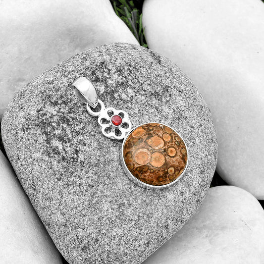 Natural Poppy Jasper & Garnet Pendant P-1634 SDP133217