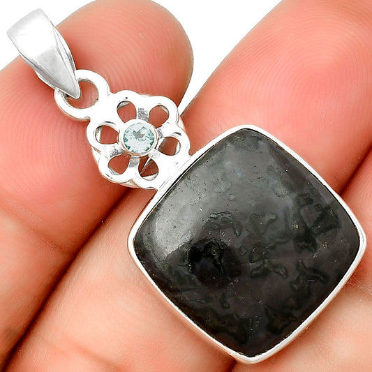 Natural Indigo Gabbro & Sky Blue Topaz Pendant P-1634 SDP133231