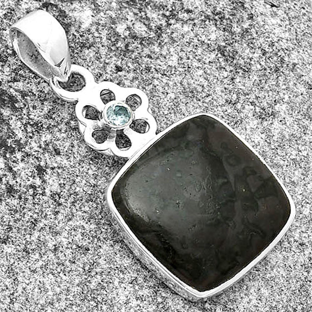 Natural Indigo Gabbro & Sky Blue Topaz Pendant P-1634 SDP133231