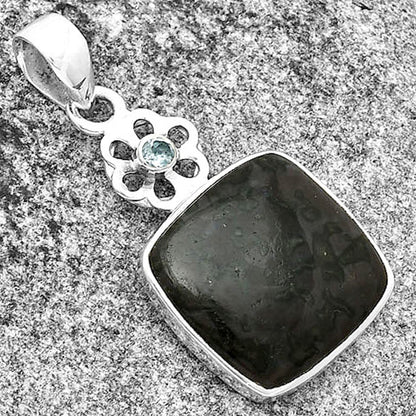 Natural Indigo Gabbro & Sky Blue Topaz Pendant P-1634 SDP133231