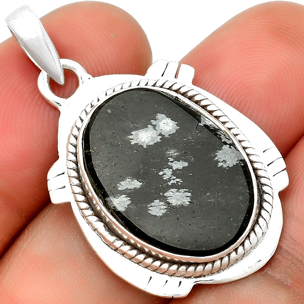 Natural Snow Flake Obsidian Pendant P-1463 SDP133268