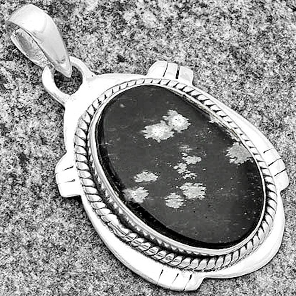 Natural Snow Flake Obsidian Pendant P-1463 SDP133268