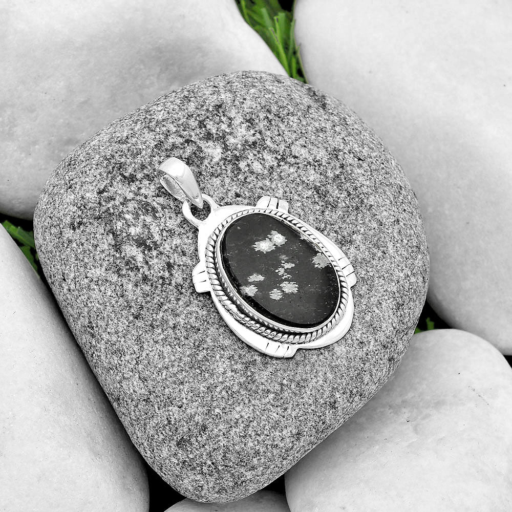Natural Snow Flake Obsidian Pendant P-1463 SDP133268
