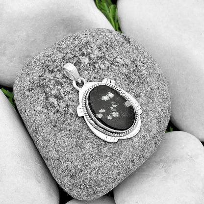 Natural Snow Flake Obsidian Pendant P-1463 SDP133268