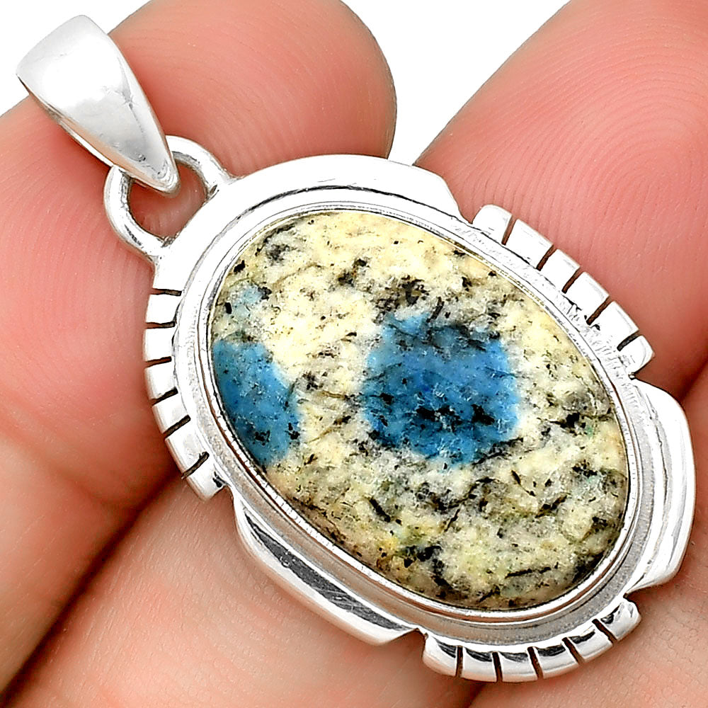 Natural K2 Blue - Azurite In Quartz Pendant P-1179 SDP133464