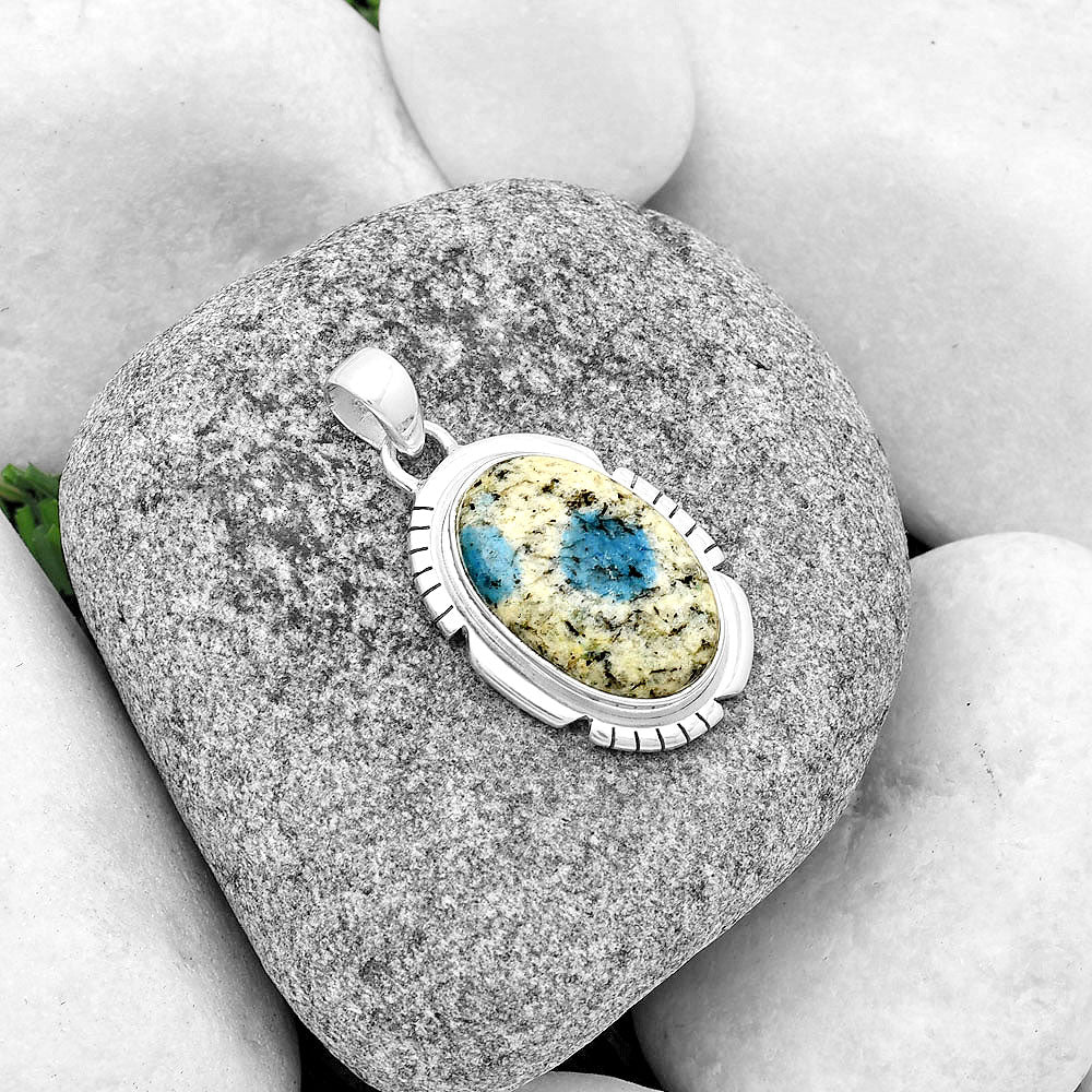 Natural K2 Blue - Azurite In Quartz Pendant P-1179 SDP133464