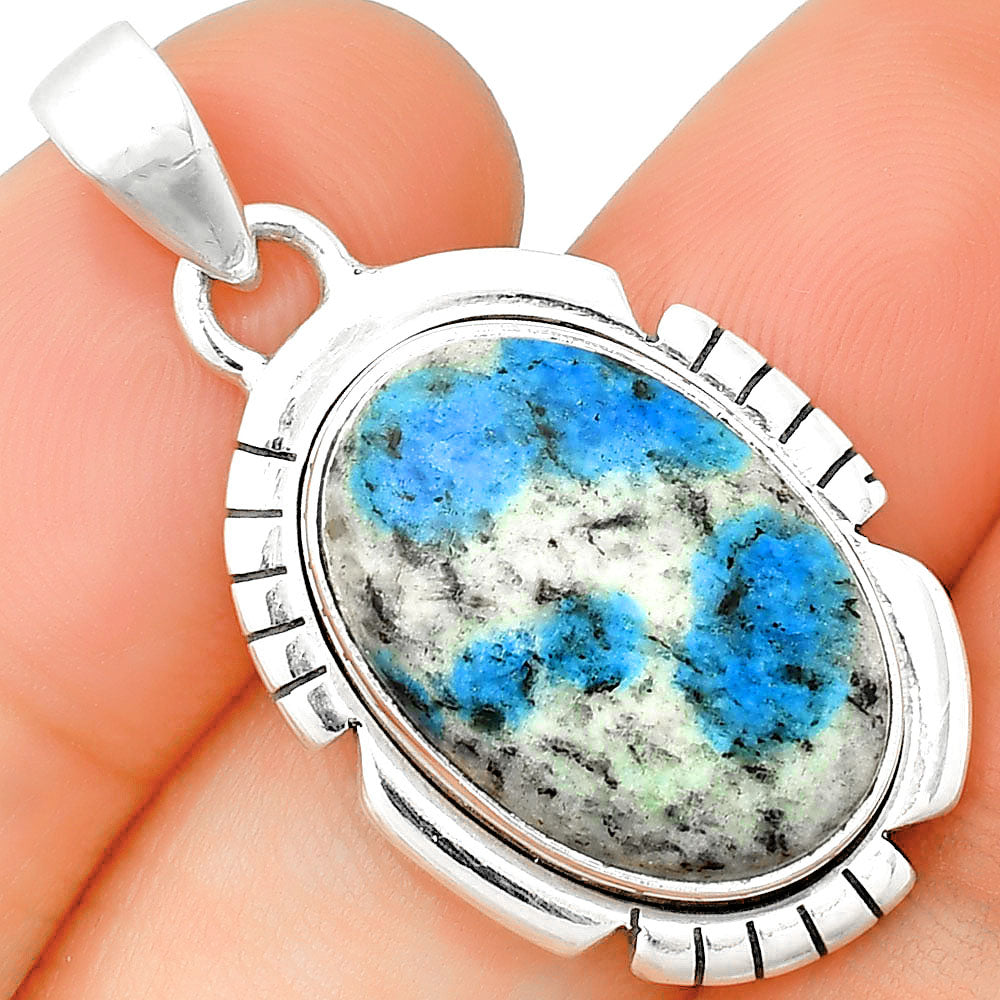 Natural K2 Blue - Azurite In Quartz Pendant P-1179 SDP133479