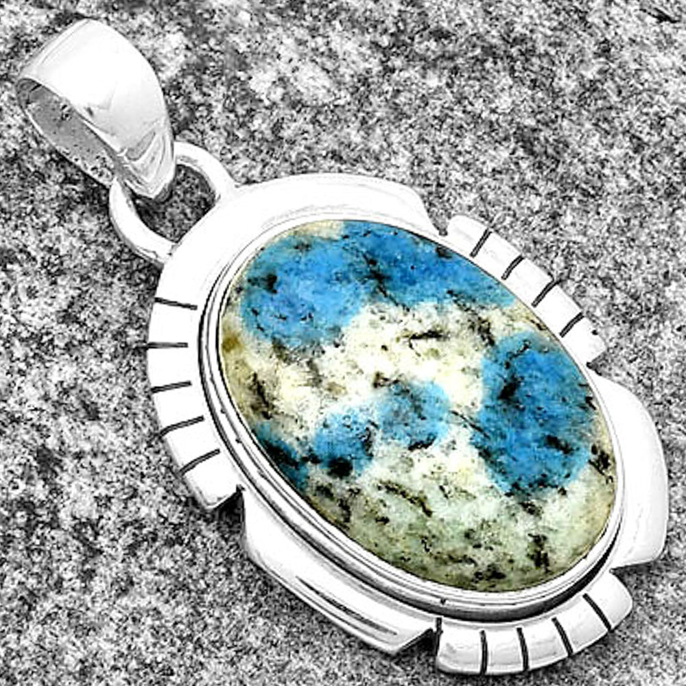 Natural K2 Blue - Azurite In Quartz Pendant P-1179 SDP133479