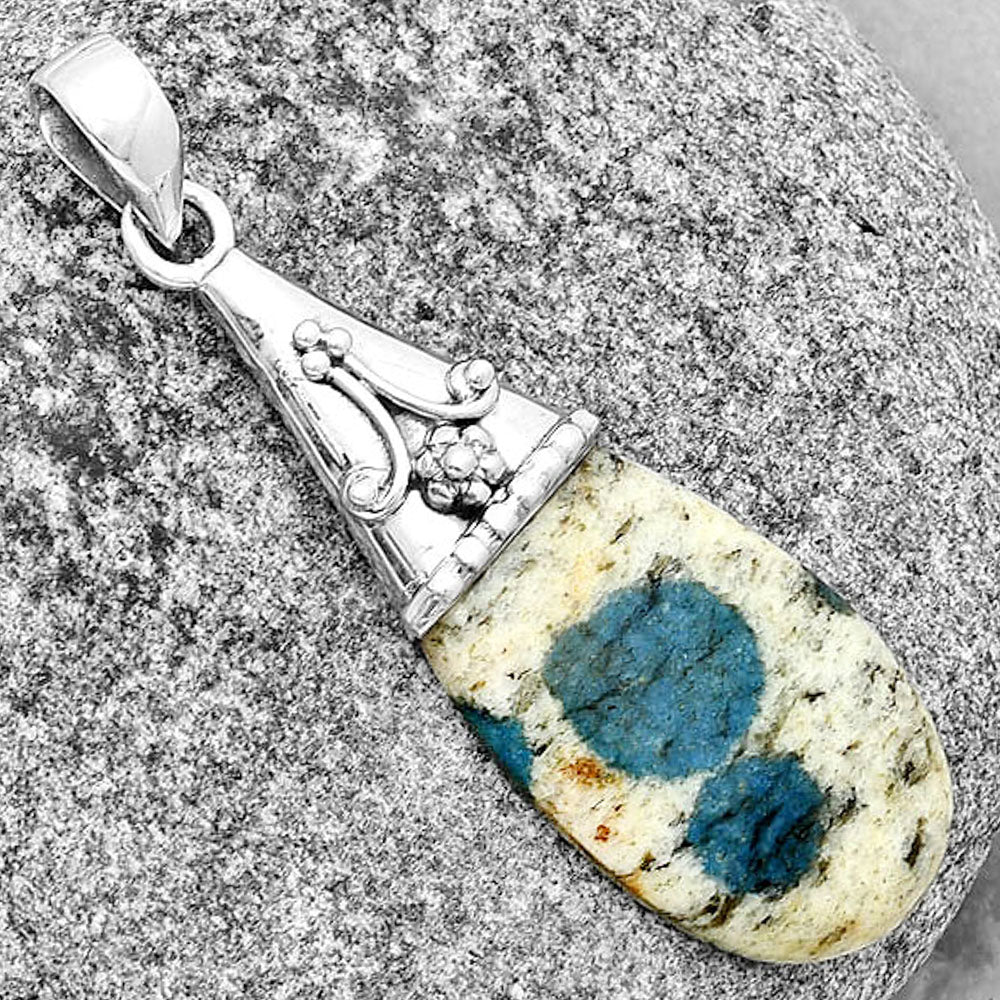Natural K2 Blue - Azurite In Quartz Pendant P-1139 SDP133593
