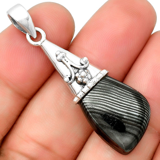 Crown Of Silver Psilomelane - Black Malachite Pendant P-1139 SDP133594