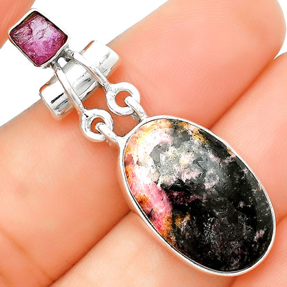 Rhodonite & Pink Tourmaline Rough Pendant P-1276 SDP133601