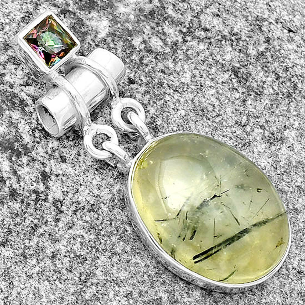 Natural Prehnite & Mystic Topaz Pendant P-1276 SDP133603