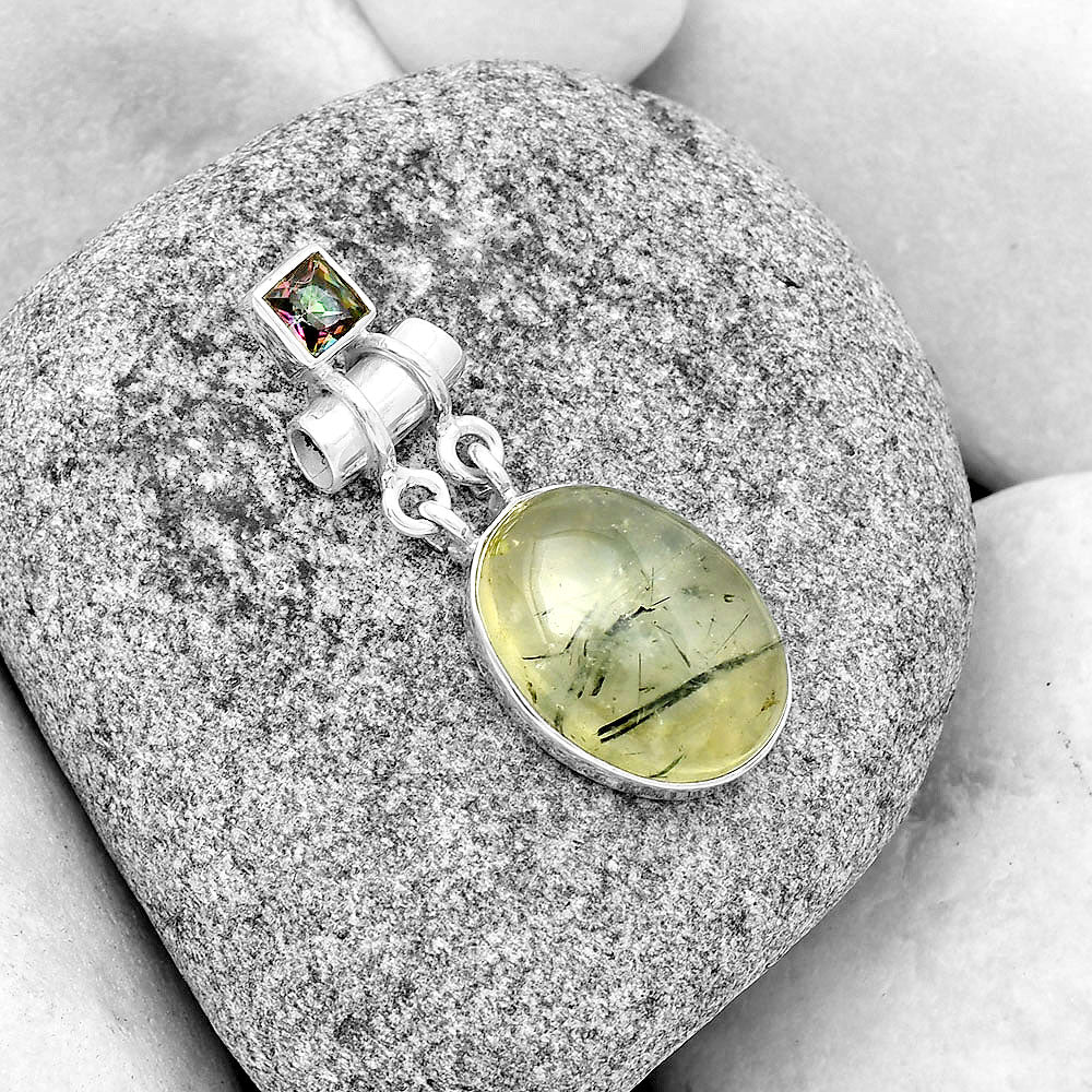 Natural Prehnite & Mystic Topaz Pendant P-1276 SDP133603