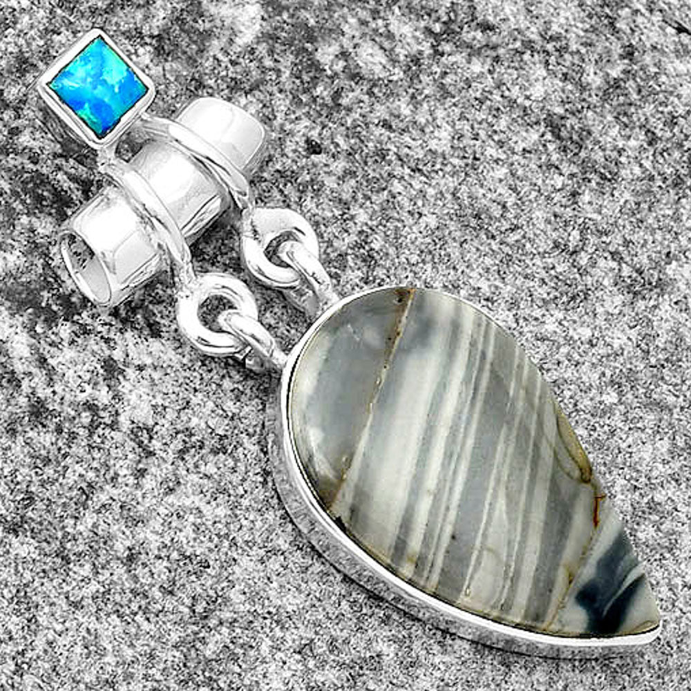 Natural Picasso Jasper & Fire Opal Pendant P-1276 SDP133614