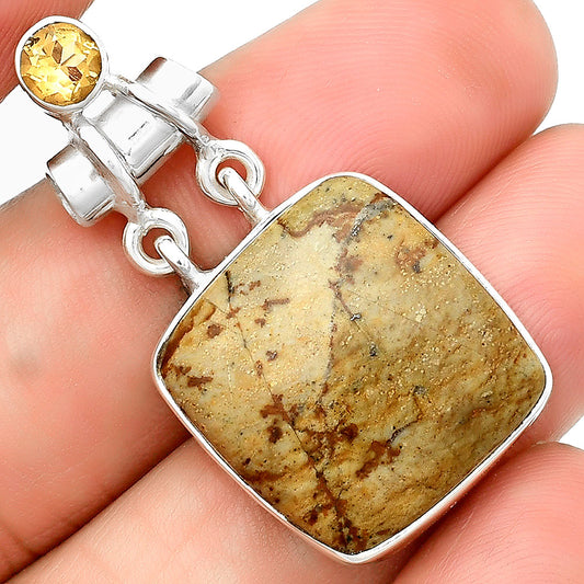 Rocky Butte Picture Jasper & Citrine Pendant P-1276 SDP133619