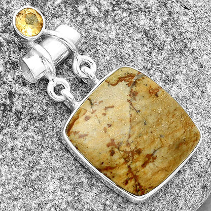 Rocky Butte Picture Jasper & Citrine Pendant P-1276 SDP133619
