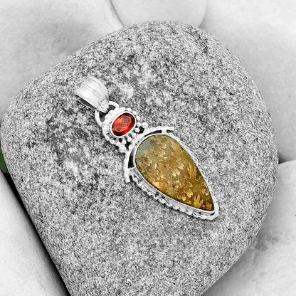 Sutured Ammonite Madagascar & Garnet Pendant P-1452 SDP133661