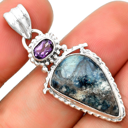 Blue Scheelite - Turkey & Amethyst Pendant P-1452 SDP133666