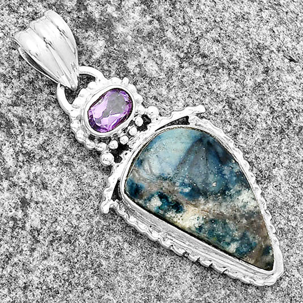 Blue Scheelite - Turkey & Amethyst Pendant P-1452 SDP133666