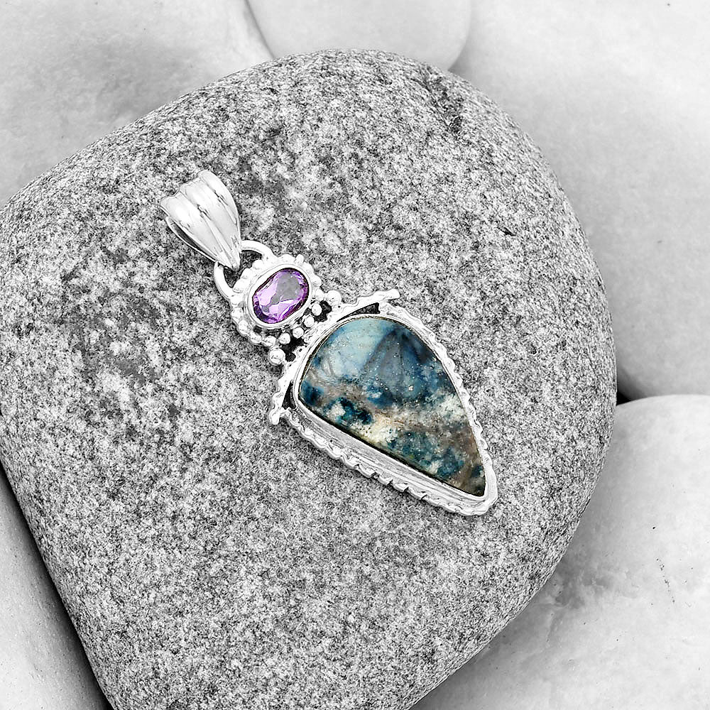 Blue Scheelite - Turkey & Amethyst Pendant P-1452 SDP133666
