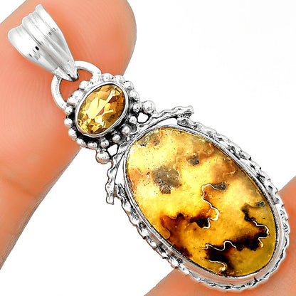 Sutured Ammonite Madagascar & Citrine Pendant P-1452 SDP133670