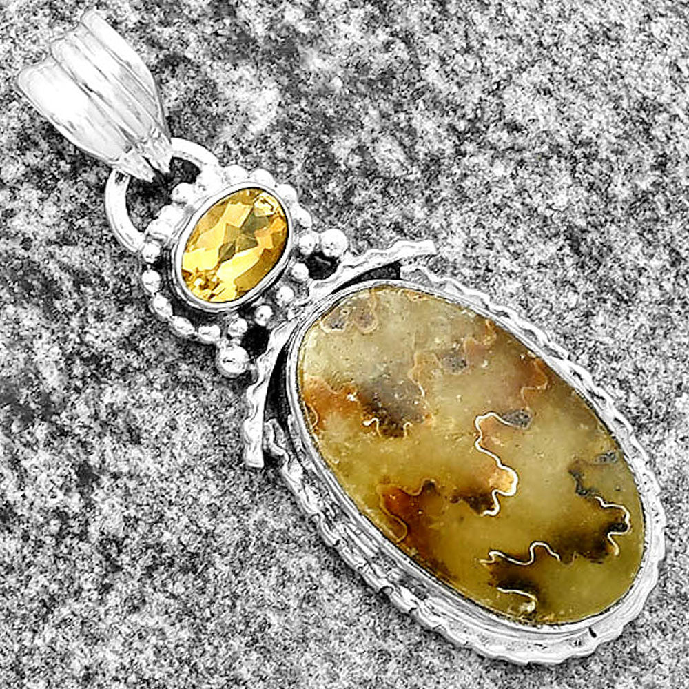 Sutured Ammonite Madagascar & Citrine Pendant P-1452 SDP133670