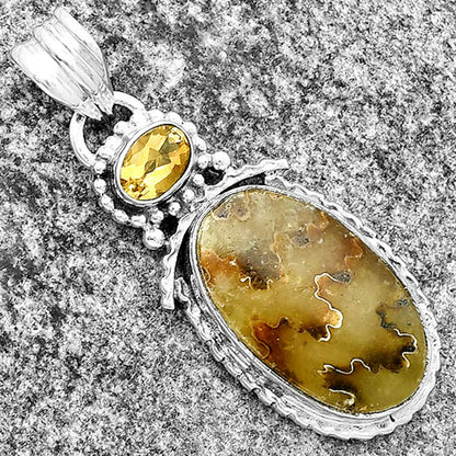Sutured Ammonite Madagascar & Citrine Pendant P-1452 SDP133670