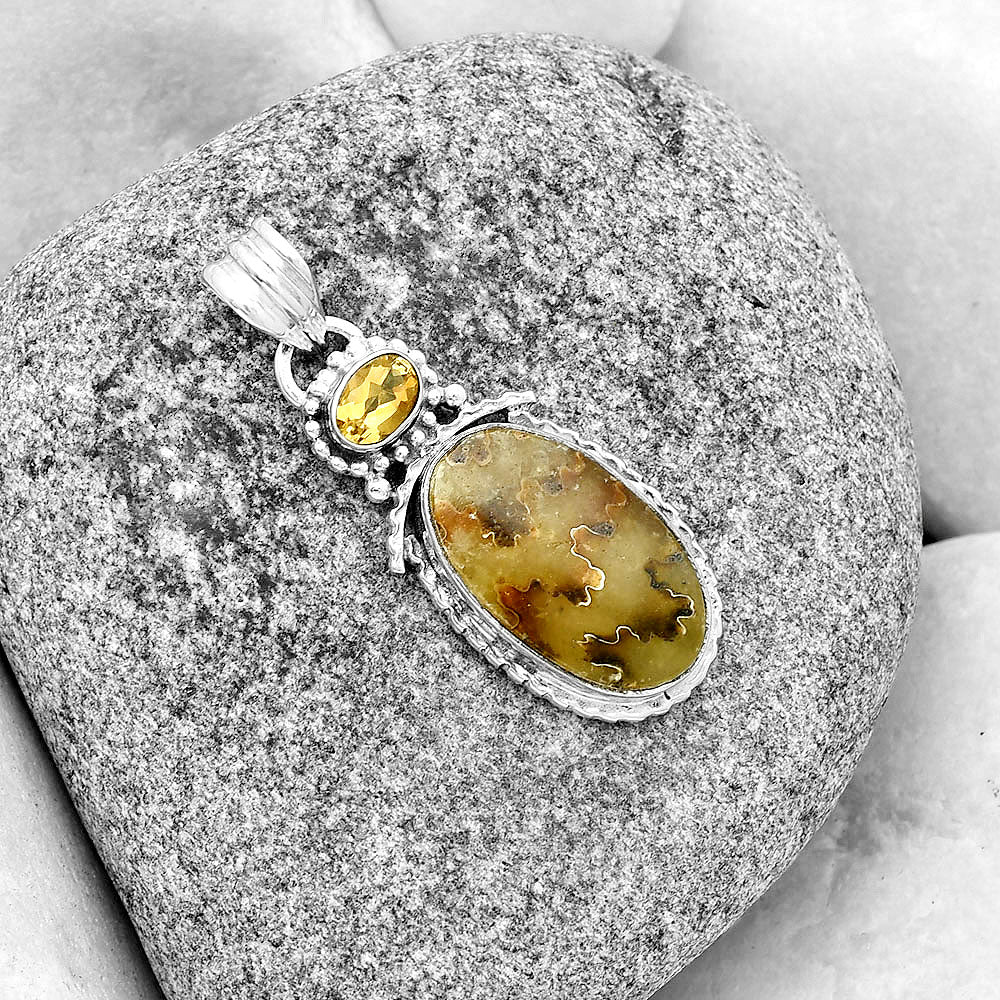 Sutured Ammonite Madagascar & Citrine Pendant P-1452 SDP133670