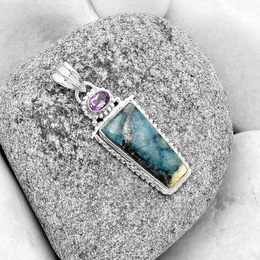 Blue Scheelite - Turkey & Amethyst Pendant P-1452 SDP133672