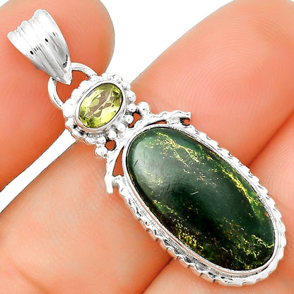Natural Green Fuchsite & Peridot Pendant P-1452 SDP133675