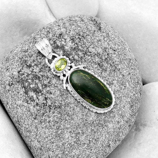 Natural Green Fuchsite & Peridot Pendant P-1452 SDP133675
