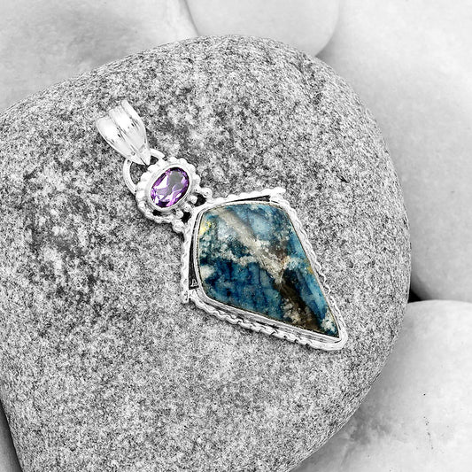 Blue Scheelite - Turkey & Amethyst Pendant P-1452 SDP133683