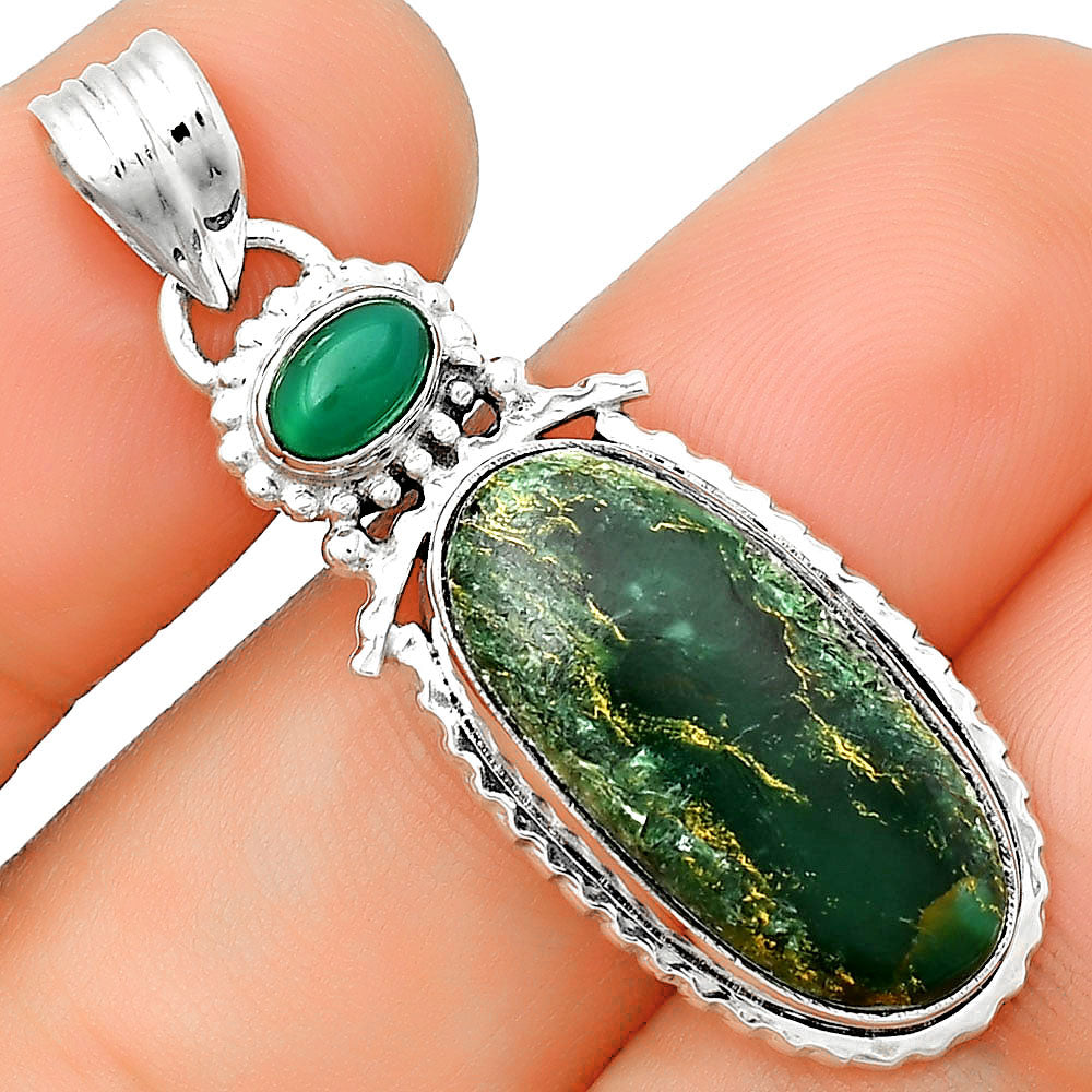 Natural Green Fuchsite & Green Onyx Pendant P-1452 SDP133685