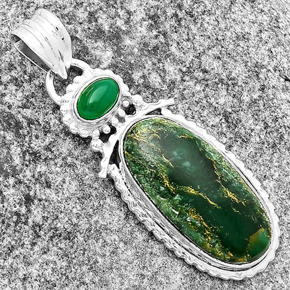 Natural Green Fuchsite & Green Onyx Pendant P-1452 SDP133685