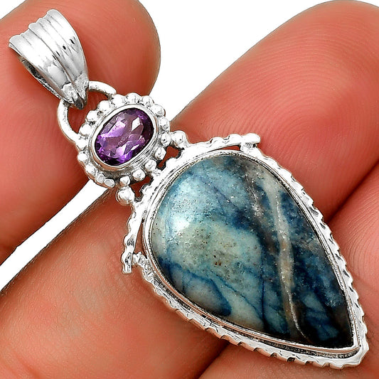 Blue Scheelite - Turkey & Amethyst Pendant P-1452 SDP133689