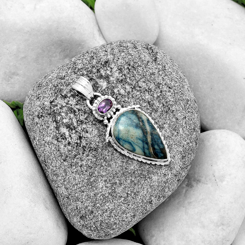 Blue Scheelite - Turkey & Amethyst Pendant P-1452 SDP133689