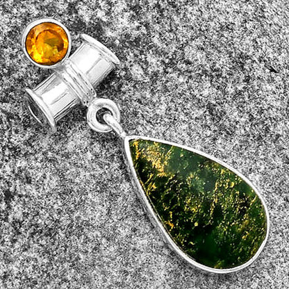 Natural Green Fuchsite & Citrine Pendant P-1337 SDP133704