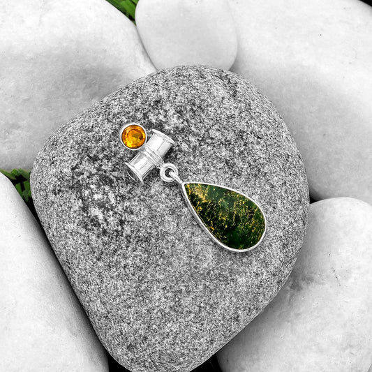 Natural Green Fuchsite & Citrine Pendant P-1337 SDP133704