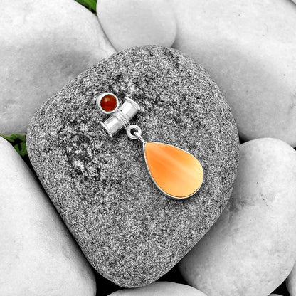 Natural Spiny Oyster Shell & Carnelian Pendant P-1337 SDP133707