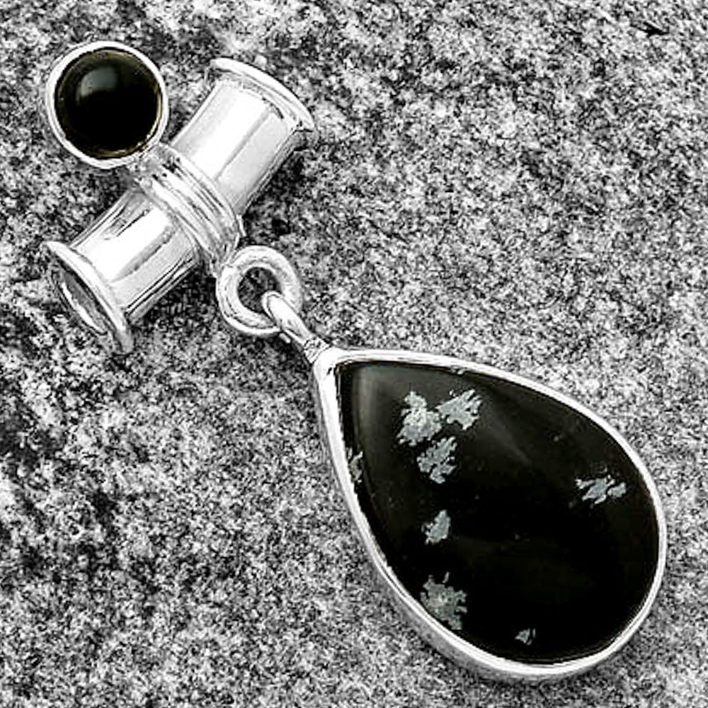 Snow Flake Obsidian & Black Onyx Pendant P-1337 SDP133711