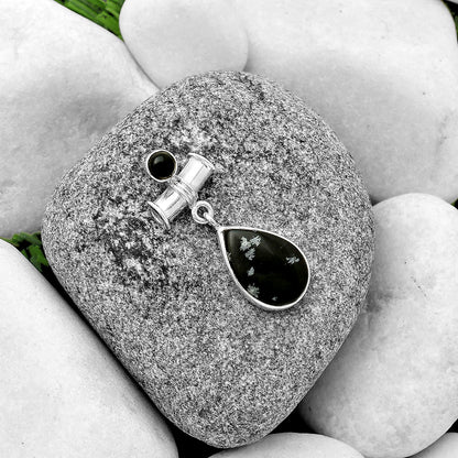 Snow Flake Obsidian & Black Onyx Pendant P-1337 SDP133711