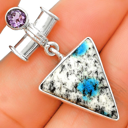K2 Blue Azurite In Quartz & Amethyst Pendant P-1337 SDP133712