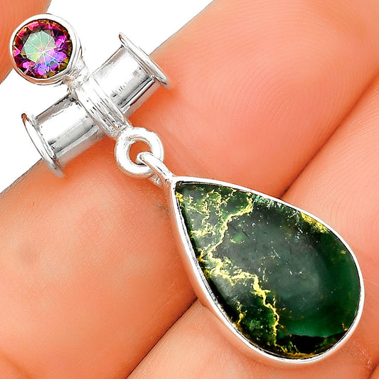 Natural Green Fuchsite & Mystic Topaz Pendant P-1337 SDP133713