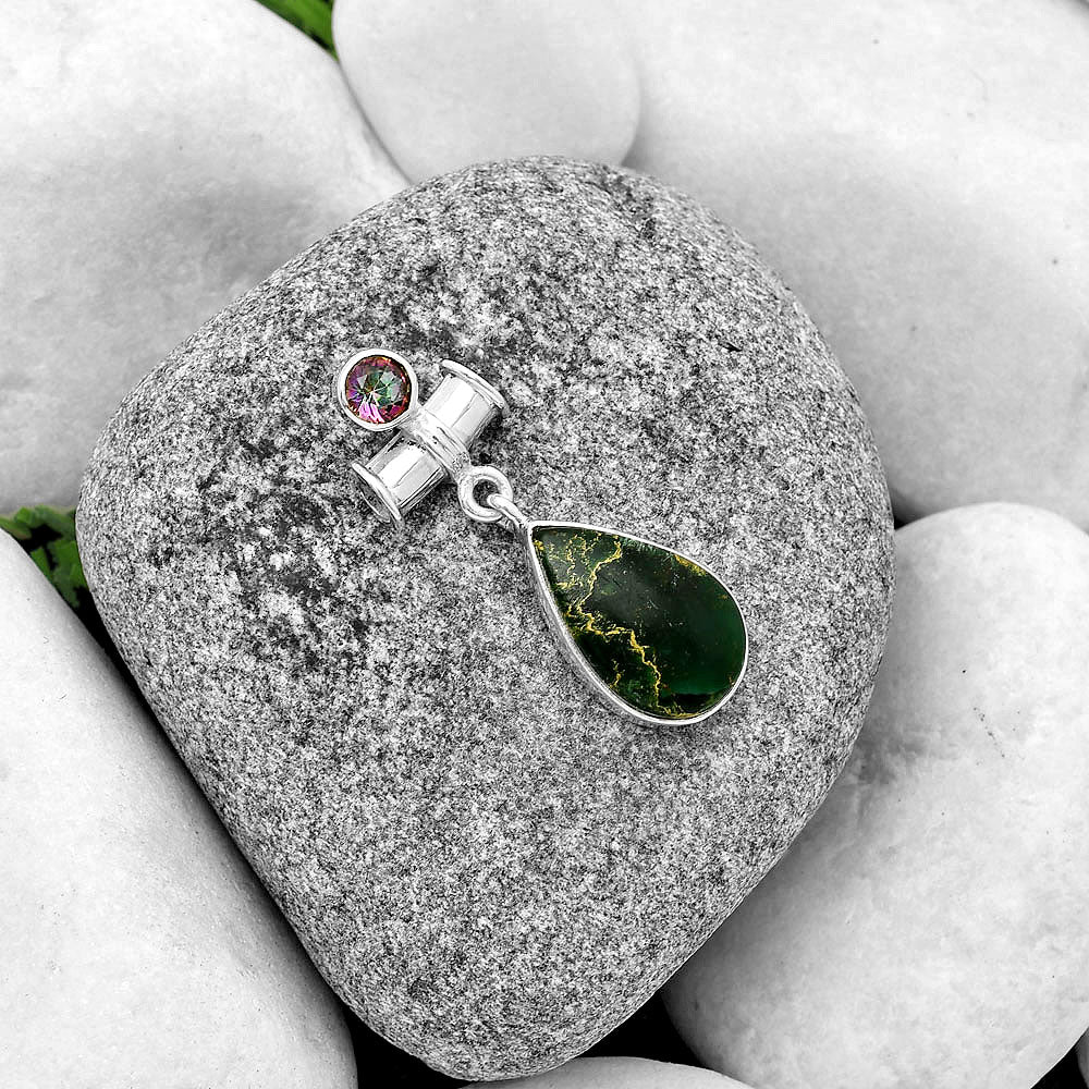 Natural Green Fuchsite & Mystic Topaz Pendant P-1337 SDP133713