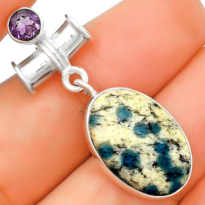 K2 Blue Azurite In Quartz & Amethyst Pendant P-1337 SDP133715