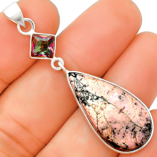 Natural Rhodonite & Mystic Topaz Pendant P-1098 SDP133745