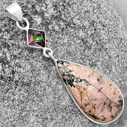 Natural Rhodonite & Mystic Topaz Pendant P-1098 SDP133745