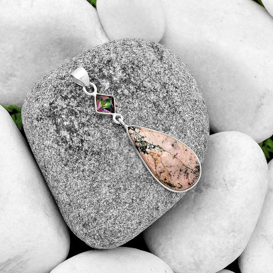 Natural Rhodonite & Mystic Topaz Pendant P-1098 SDP133745