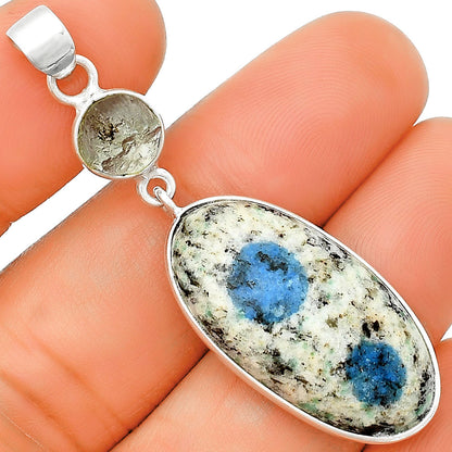 K2 Blue - Azurite In Quartz & Aquamarine Rough Pendant P-1098 SDP133749