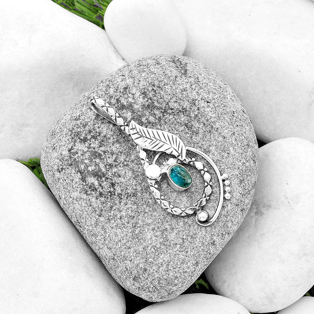 Neon Blue Apatite Rough - Madagascar Pendant P-1215 SDP133857